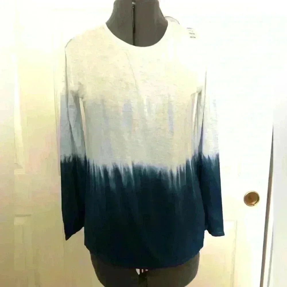 JUSTICE ombre blue white long sleeve criss-cross racer back youth 14-16